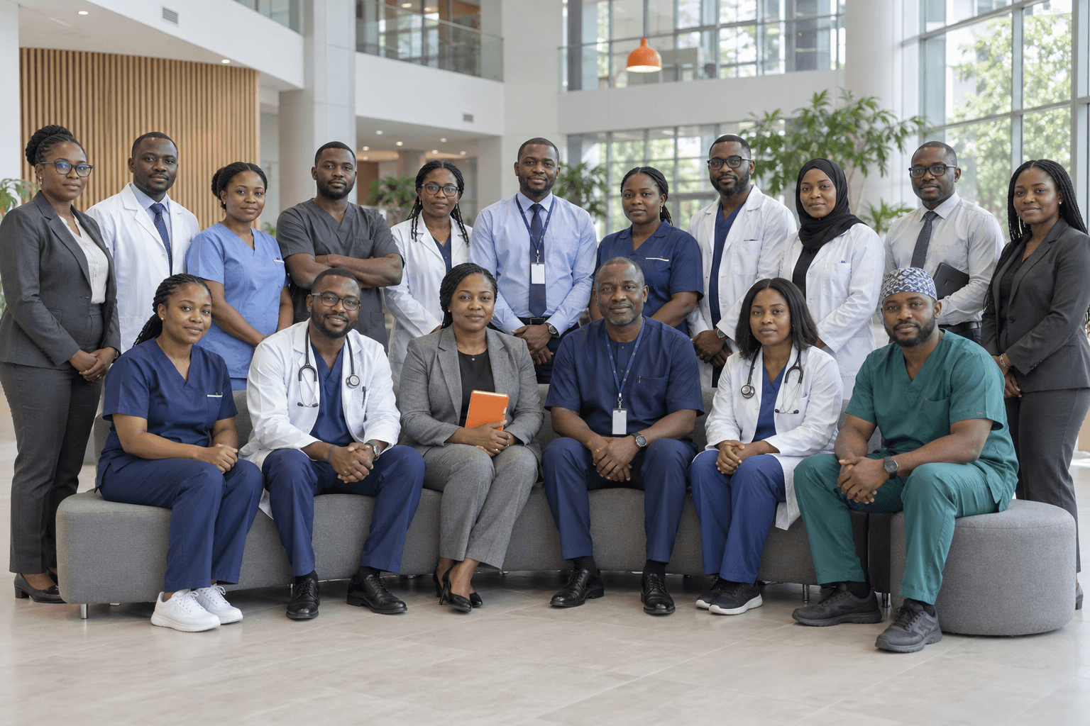 A large cross-facility team of Nigerian healthcare professionals