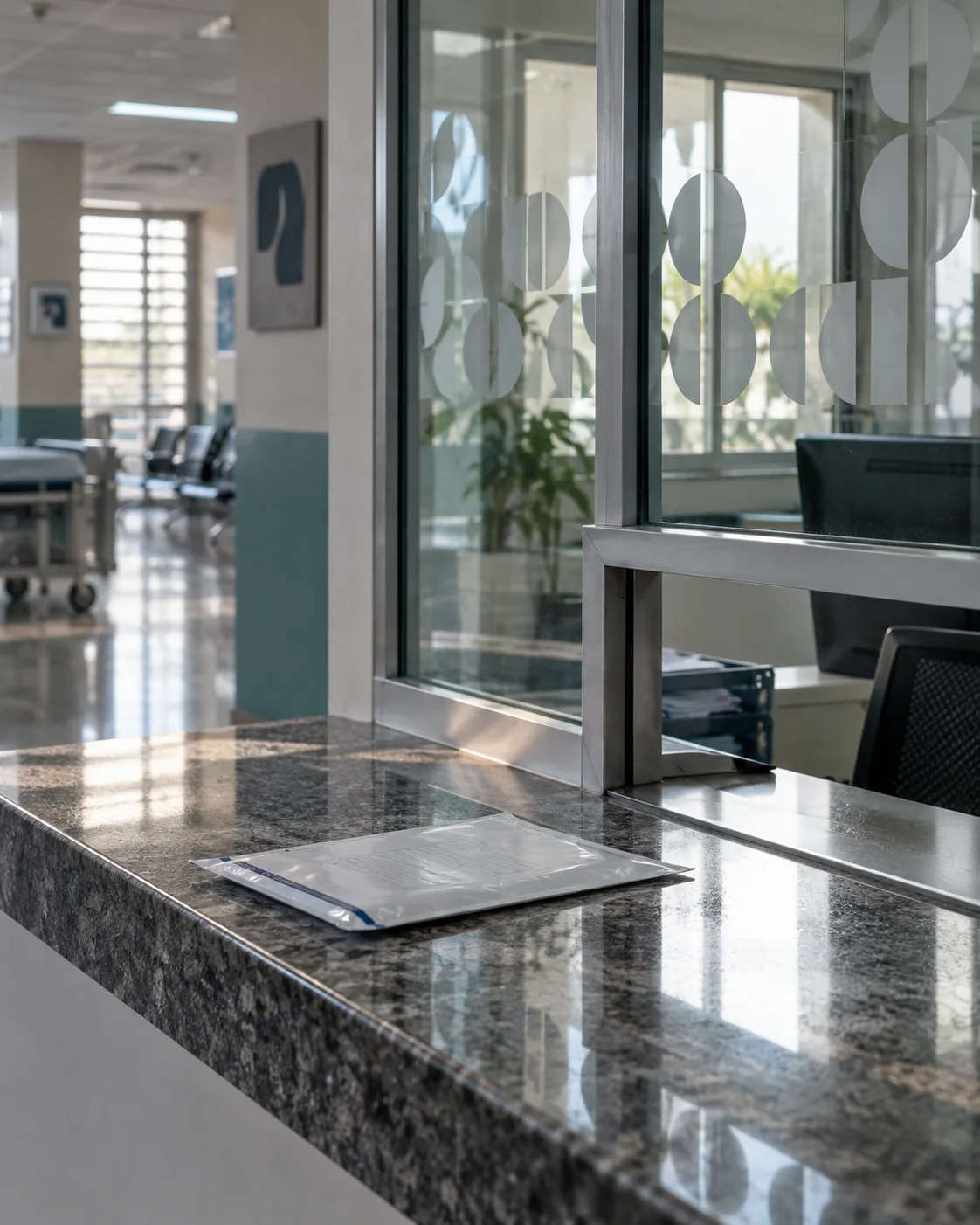 Sealed diagnostic request sleeve beneath a patterned reception window