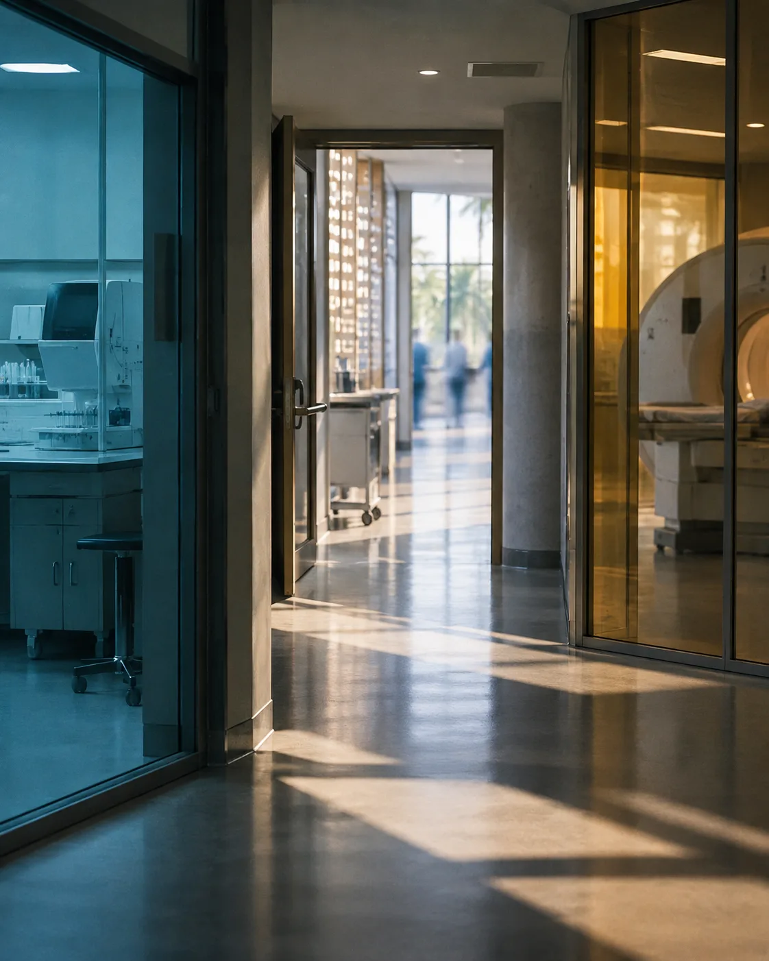 Sunlit passage connecting laboratory and imaging departments